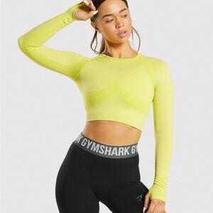 Gym shark yellow marl cropped long sleeve